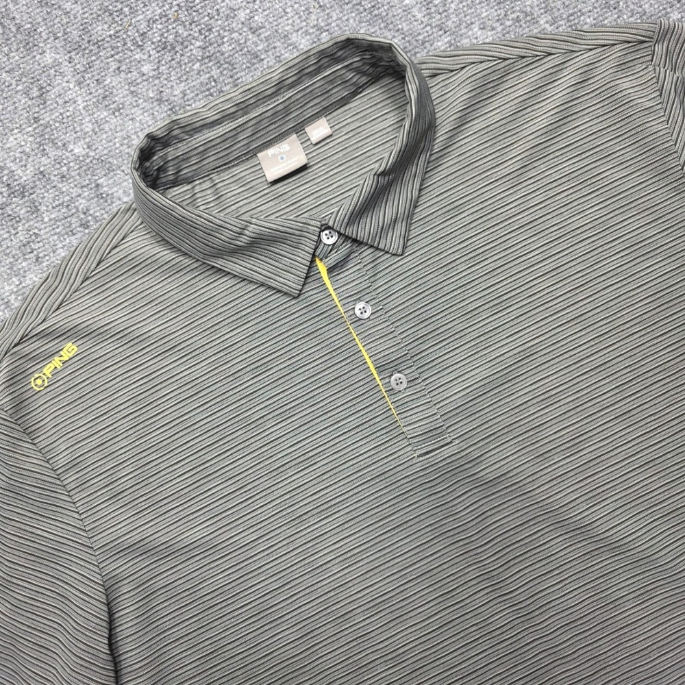 Ping Sensorcool Performance Golf Polo Shirt Men's XL Grey Striped Short Sleeve